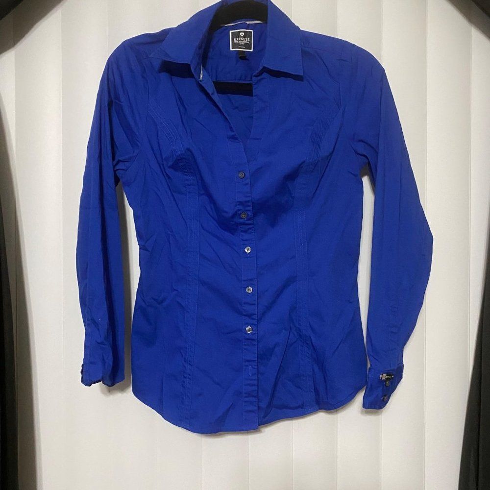 Express Royal blue button down blouse